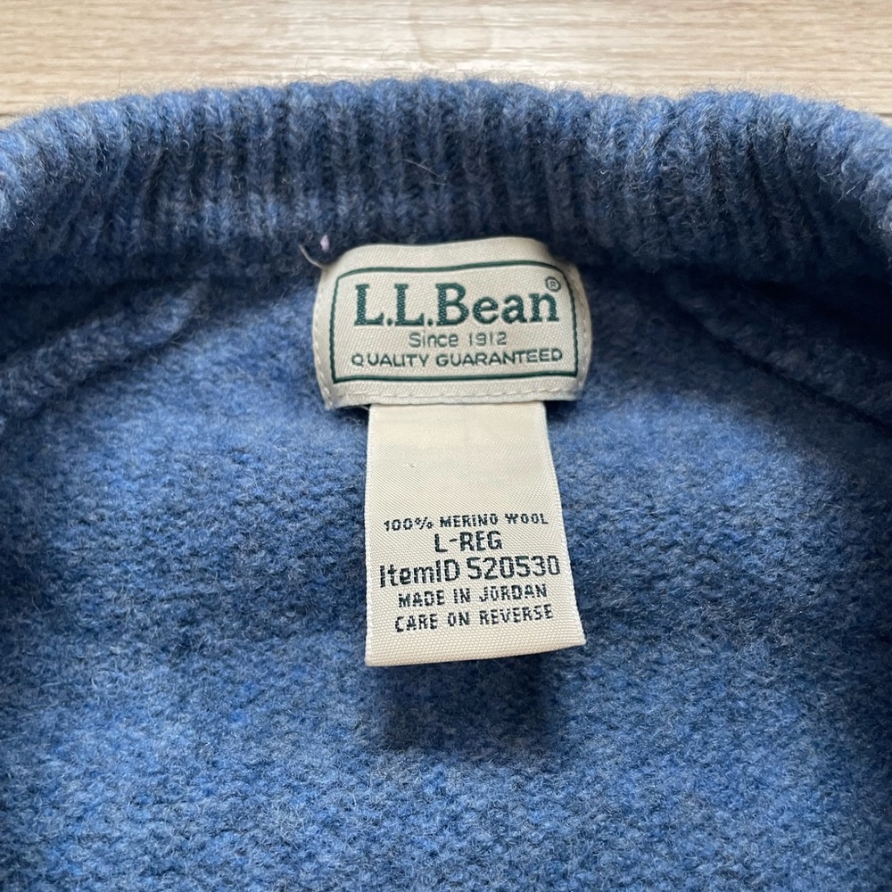 L.L. Bean Light Blue Wool Sweater - Picture 3 of 6